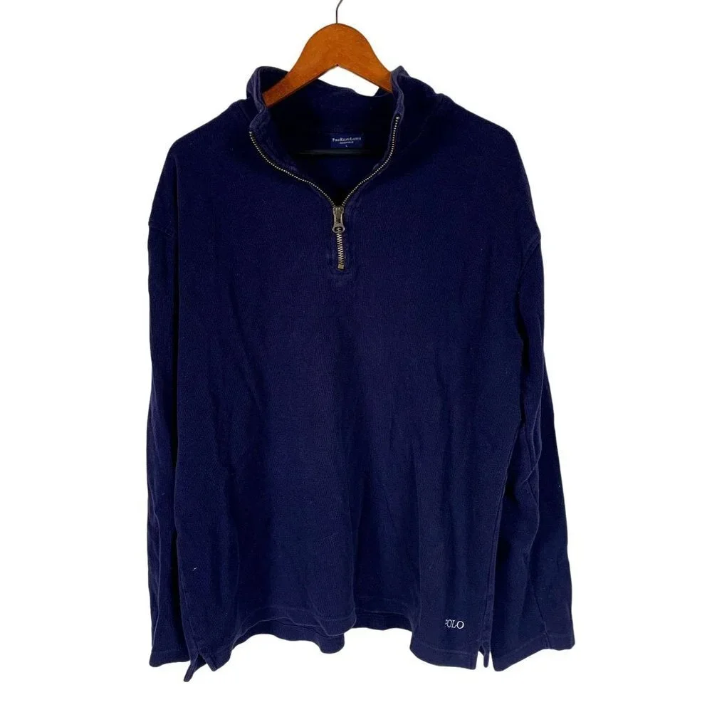 Polo Ralph Lauren Sleepwear 100%‎ Cotton 1/4 Zip Sweater Size Large